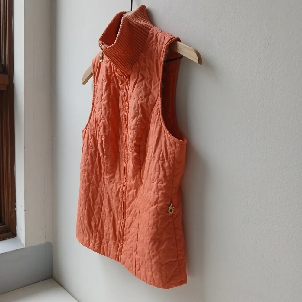 Salvatore Ferragamo Quilted Vest Peach Orange Women's 6 - Picture 3 of 8